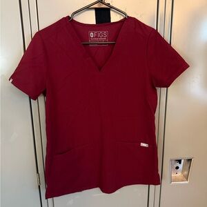 Figs Burgundy Scrub Top